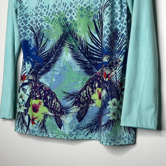 Guy Harvey Performance Long Sleeve Shirt Women's Medium Sea Turtle Floral UV SPF - Picture 4 of 7